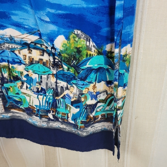 Vintage R&K Originals Hawaiian Style Midi Dress Blue Size 14 Petite - Picture 3 of 9